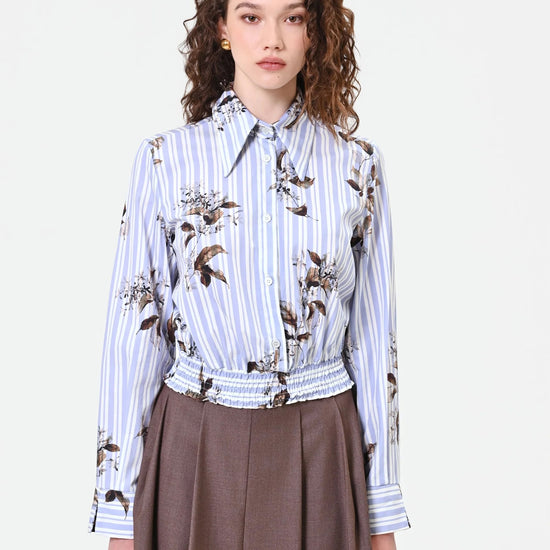 CFC 20410 W-CAMICIA CROPPED POPELINE RIGA FIORE 