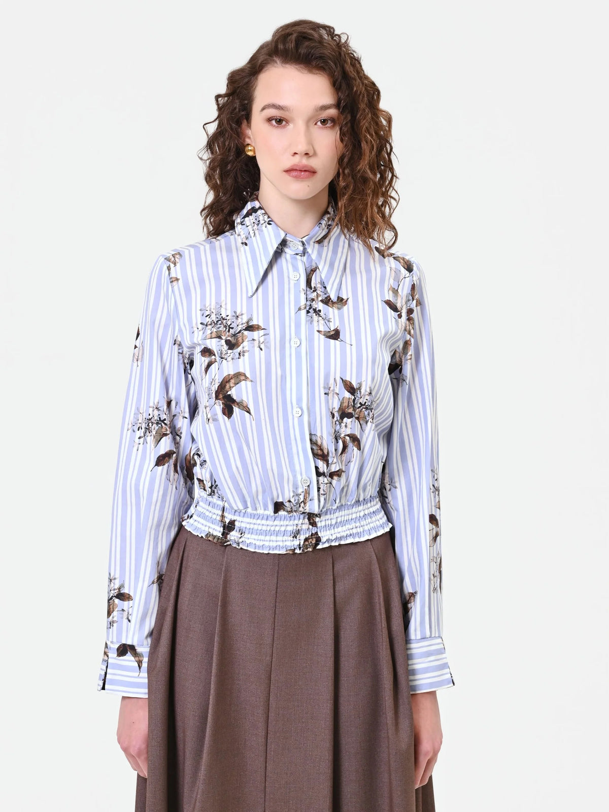 CFC 20410 W-CAMICIA CROPPED POPELINE RIGA FIORE 