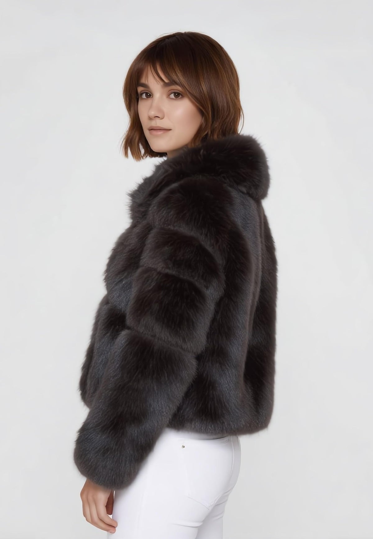 GIACCA DONNA IN TESSUTO EFF.PELUCHE, INS.COATED 