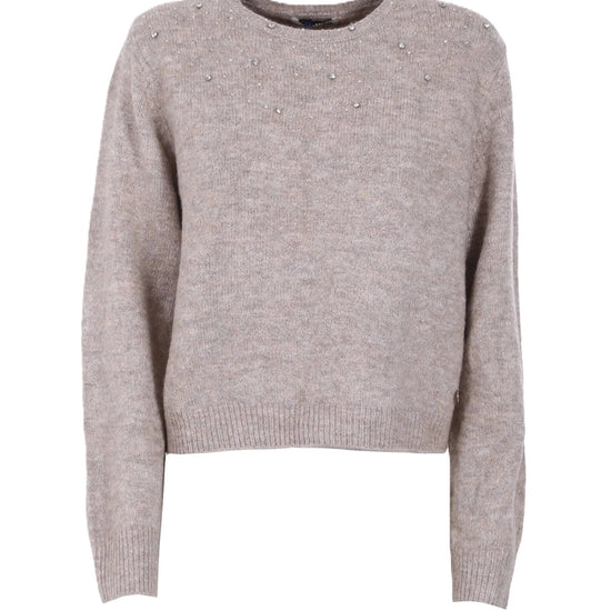 MAGLIA DONNA GIROCOLLO CON APPLICAZIONI 