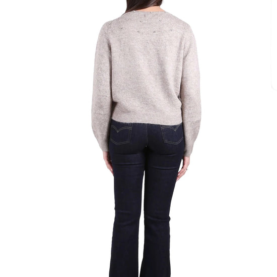 MAGLIA DONNA GIROCOLLO CON APPLICAZIONI 
