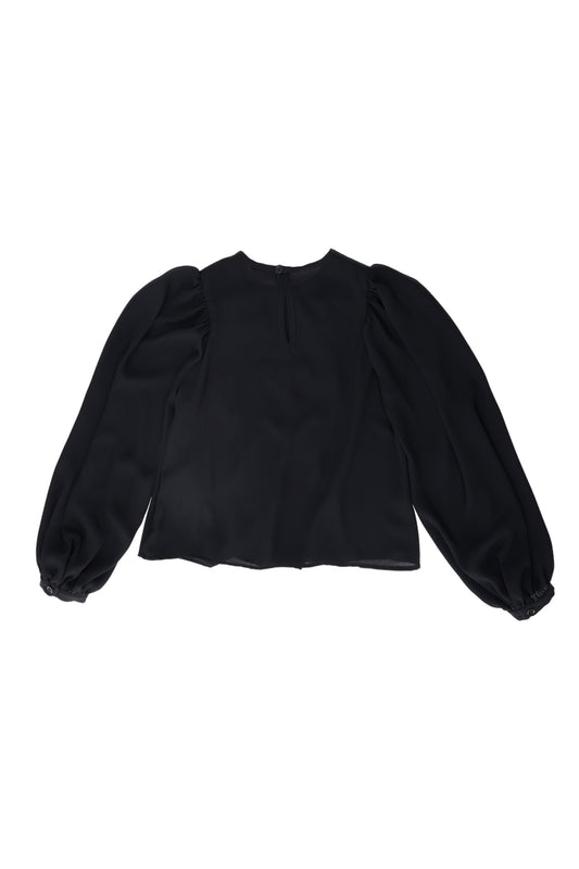 CAMICIA IN GEORGETTE CON PLASTRON E FIOCCO NERO 