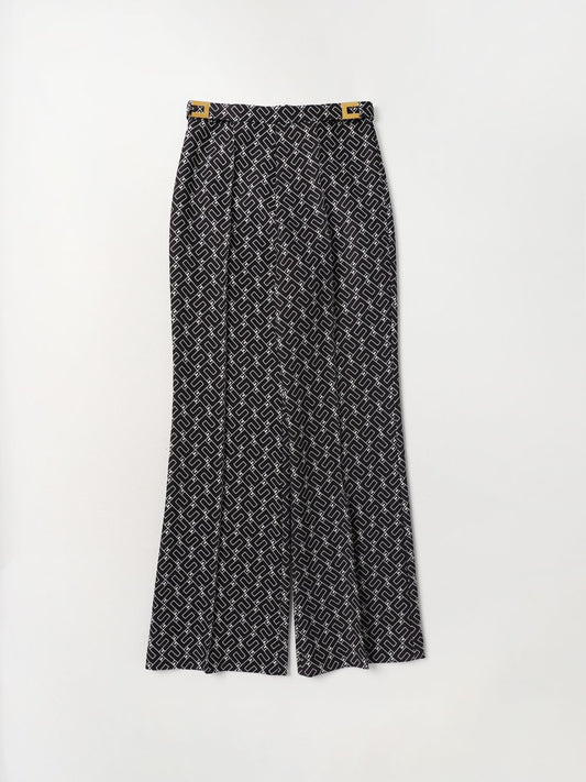 PANTALONE IN DOPPIO CREPE STAMPA LOGO INCASTRO NERO/BURRO 