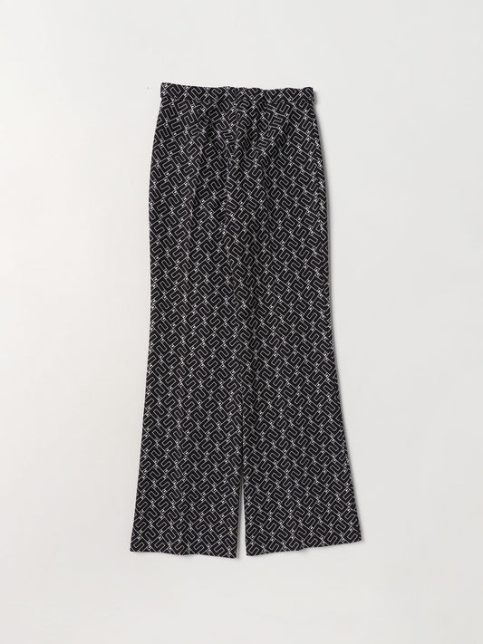 PANTALONE IN DOPPIO CREPE STAMPA LOGO INCASTRO NERO/BURRO 