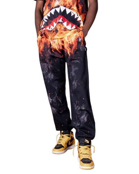 SHARK ON FIRE PANTS BLACK 