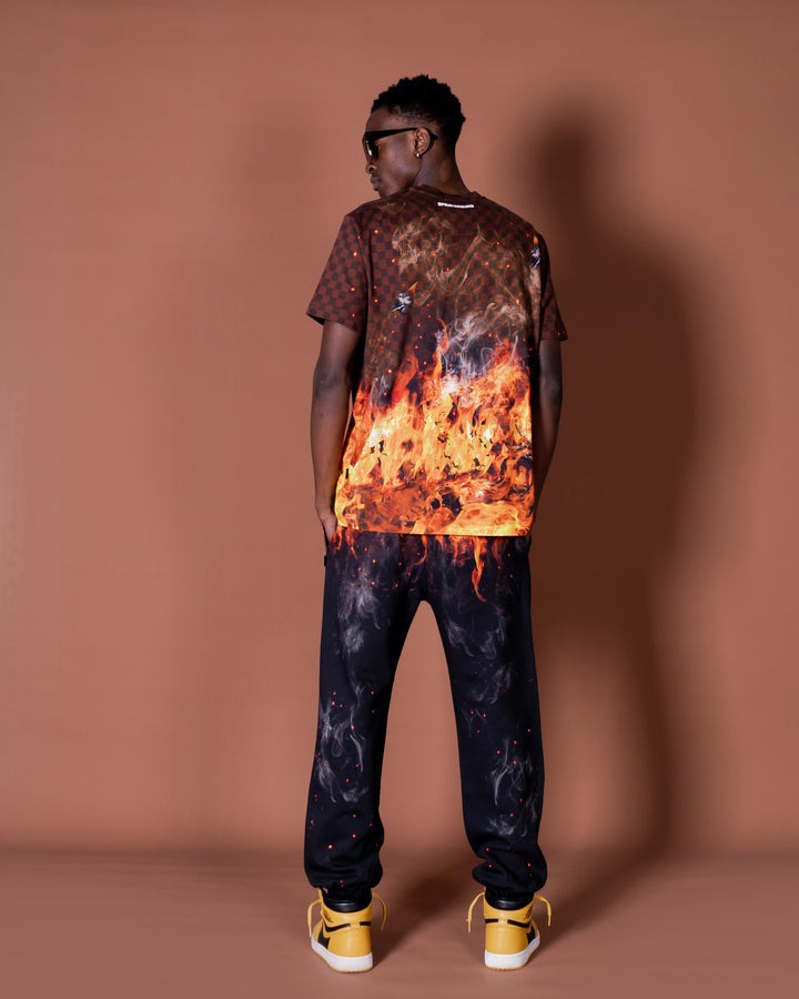 SHARK ON FIRE PANTS BLACK 