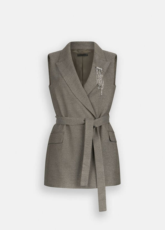 GILET CINTURATO C/ ACCESSORIO 