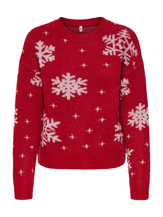 ONLXMAS ROLFA LS ONECK SNOWFLAKES KNT 