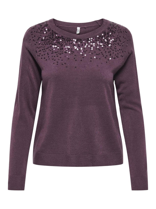 ONLSTARRY LS SEQUIN O-NECK KNT 