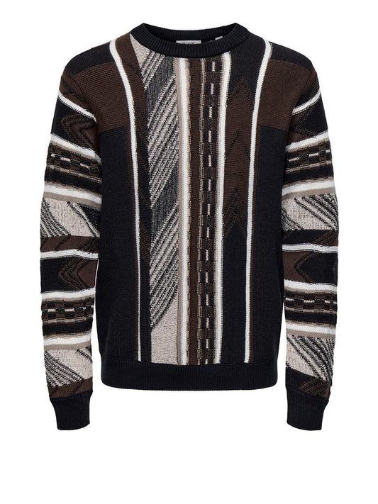 ONSRISE REG LS PATTERN CREW KNIT 