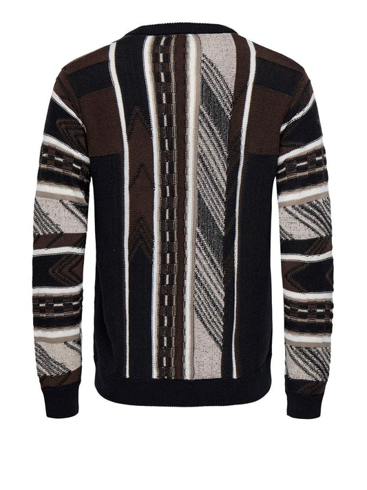 ONSRISE REG LS PATTERN CREW KNIT 
