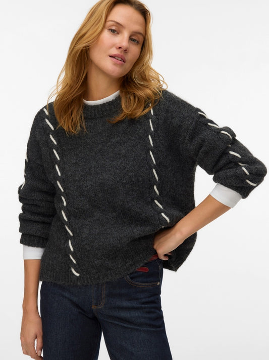 VMILINA LS O-NECK HANDSTITCH PULLOVER 