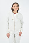 FELPA DONNA FULLZIP IN PUNTO MILANO, CAPPUCCIO 