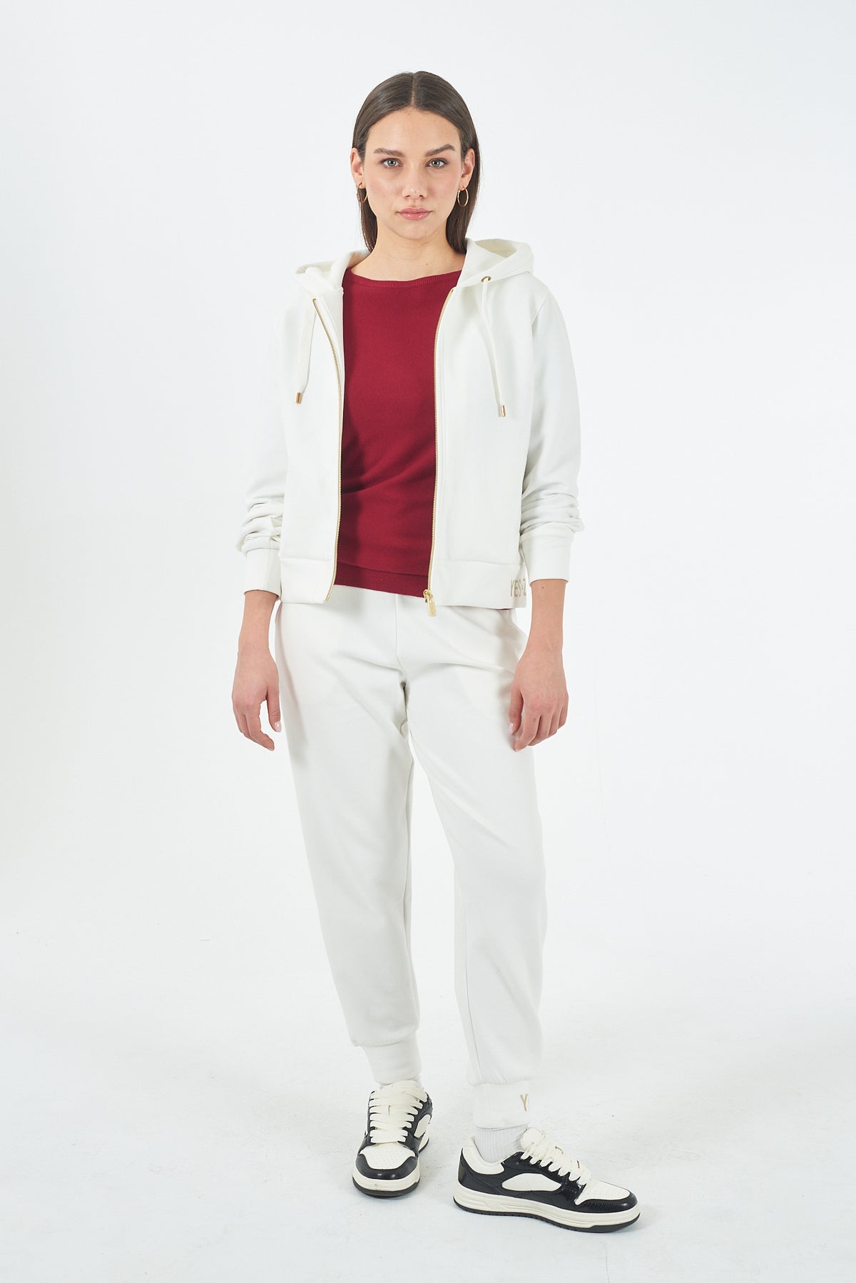 FELPA DONNA FULLZIP IN PUNTO MILANO, CAPPUCCIO 