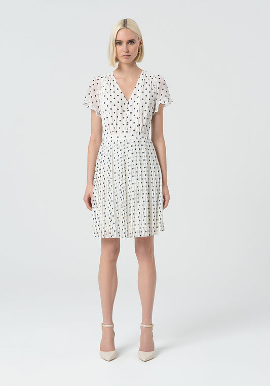 SHORT PRINTED DRESS CREAMBLUE 
