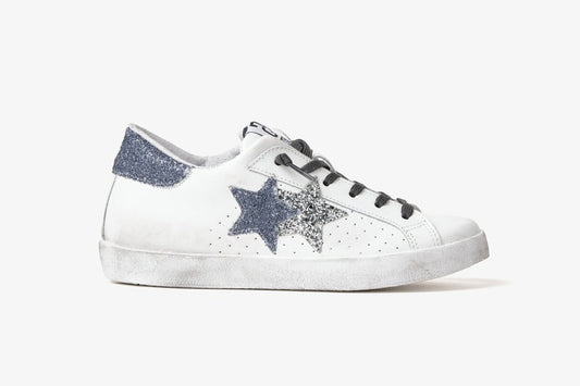 SNEAKERS PRIME STAR BIANCO/ARGENTO/BLU 