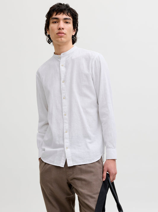 JJESUMMER LINEN BLEND BAND SHIRT L/S SN 
