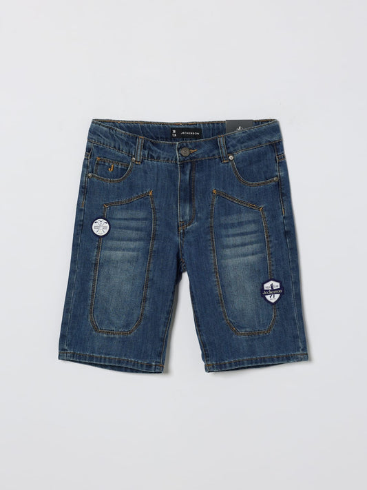 BERMUDA JEANS C/TOPPA E PATCH RAGAZZO 