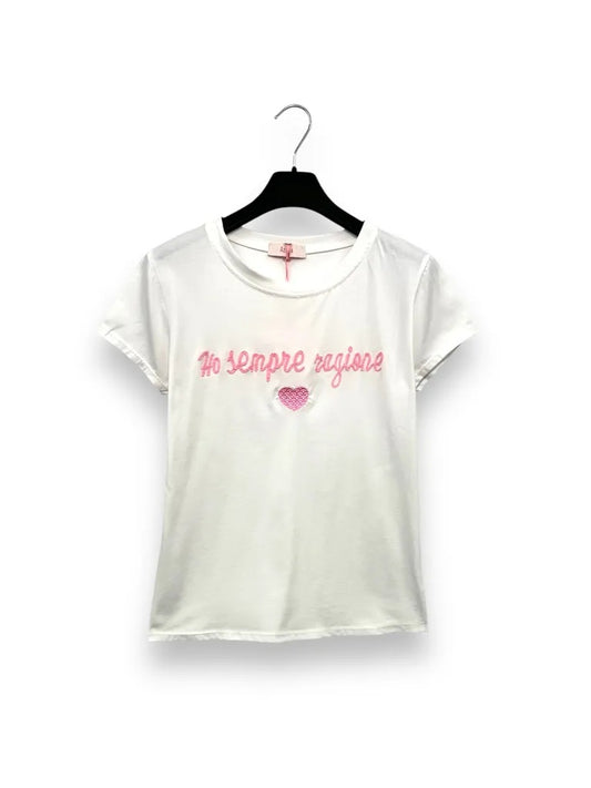T-shirt con ricamo "ho sempre ragione" 
