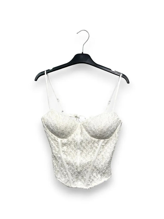 Corsetto in pizzo con coulisse sulla schiena 