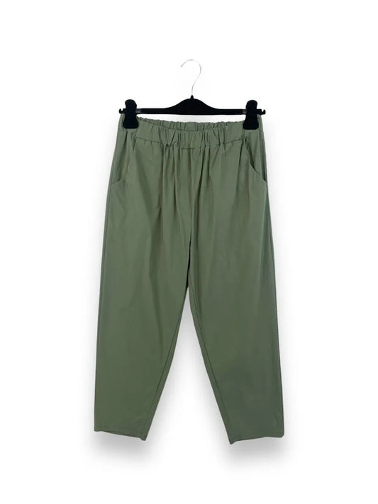 Pantalone a sigaretta con elastico in vita in bengalina 