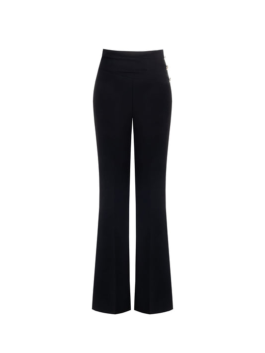 CFC 20264 G-PANTALONE VITA ALTA CON BOTTONI SCUBA 