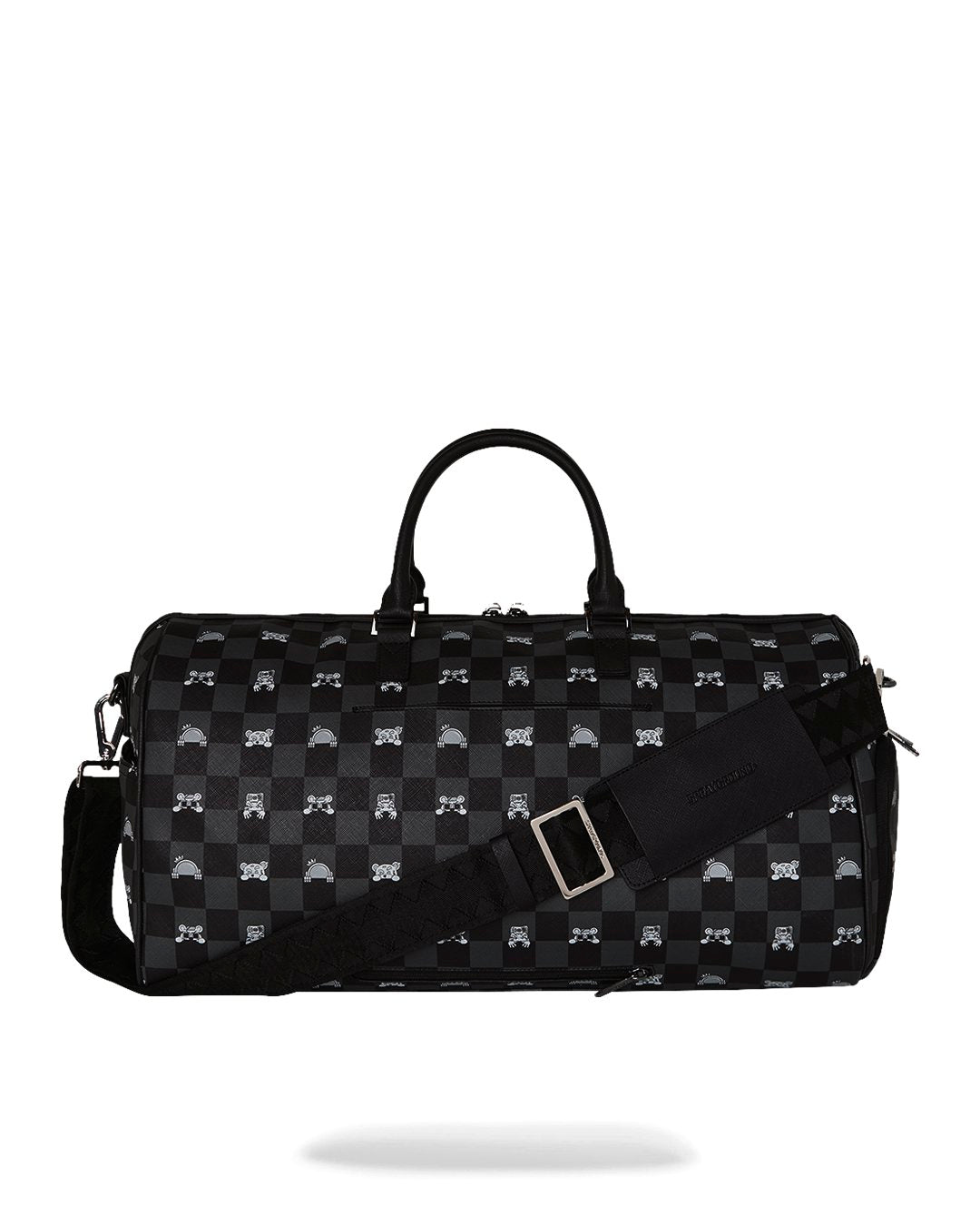 GRAY PEEKING CHARACTER CHECK<BR/>DUFFLE 