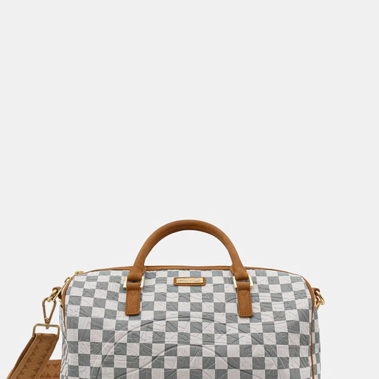 GRAFF EMBOSSED CREAM CHECK<BR/>MINI DUFFLE 