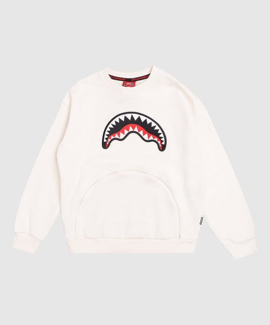 BEAR IN THE POCKET IVORY OVER CREWNECK 