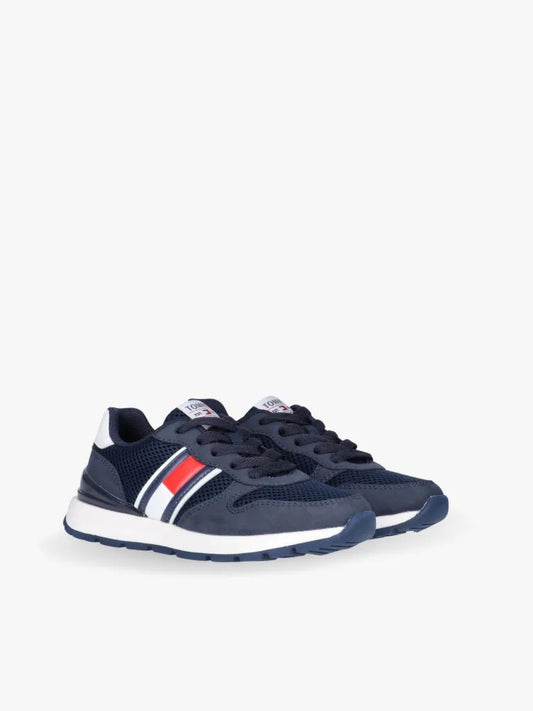 SNEAKER BASSA ALLACCIATA FLAG BLU/BIANCO 