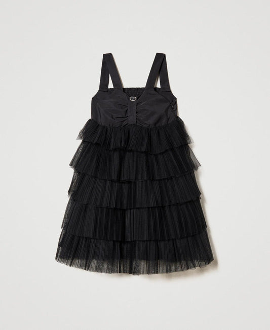 ABITO CORTO A BALZE IN TULLE CON CORPINO IN TAF 