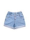 DENIM SHORTS W/EXPOSED BUTTON 