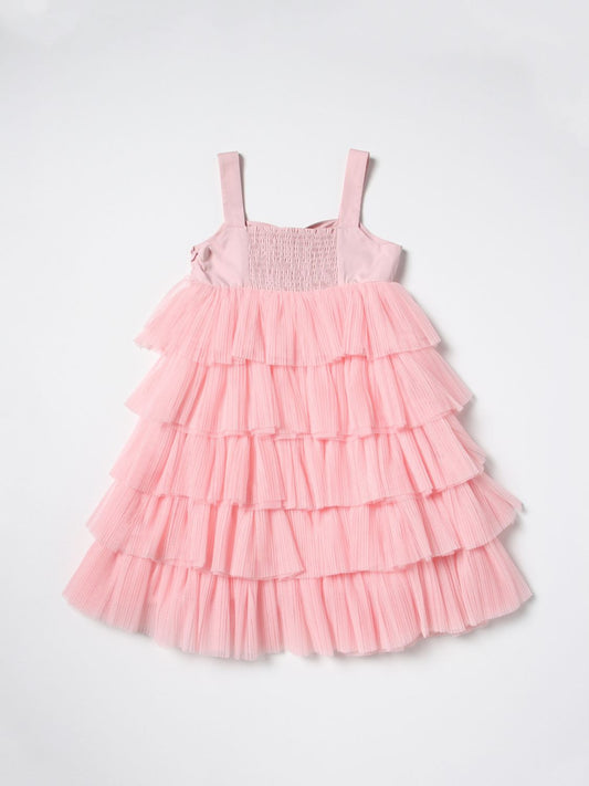 ABITO CORTO A BALZE IN TULLE CON CORPINO IN TAF 