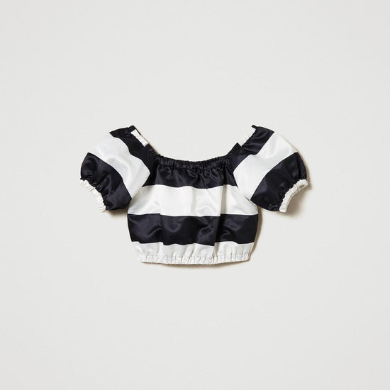 BLUSA IN RASO STAMPA RIGHE 