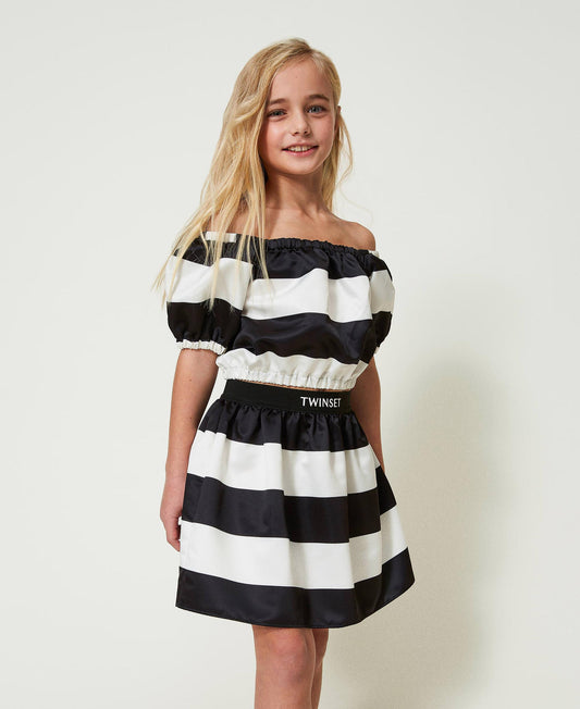 BLUSA IN RASO STAMPA RIGHE 
