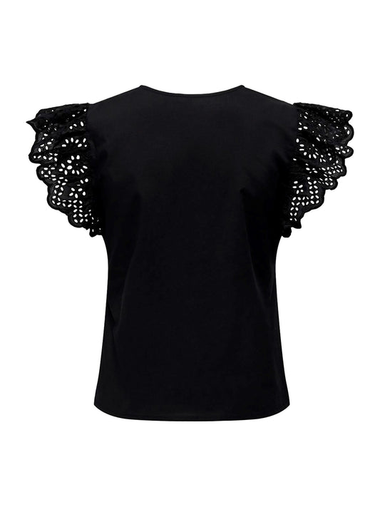 ONLLOU LIFE EMB S/S FRILL TOP PTM 