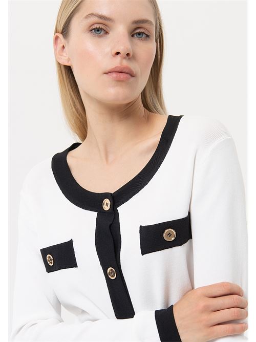 CHANEL CARDIGAN CREAMBLACK FRACOMINA | FR24ST8004K41601/109