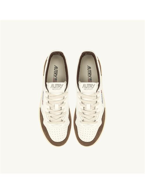 Sneakers Medalist basse in pelle bianca con inserti in suede AUTRY | AULM-GS34/WHITE-CIGAR