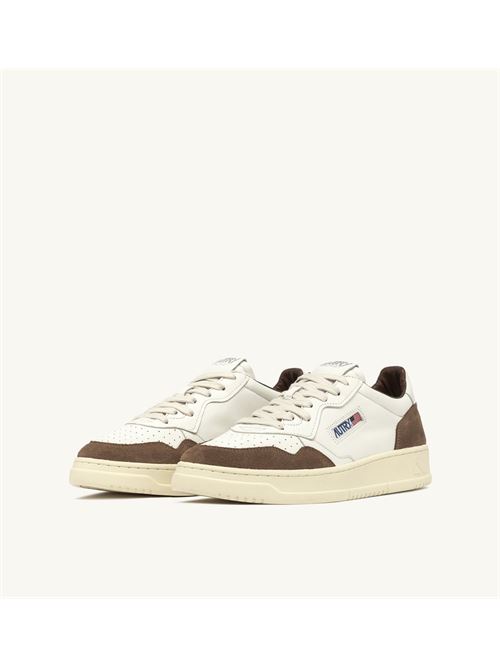 Sneakers Medalist basse in pelle bianca con inserti in suede AUTRY | AULM-GS34/WHITE-CIGAR