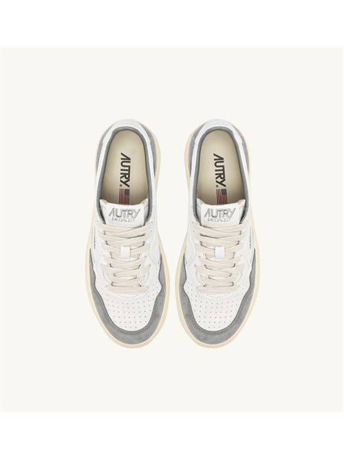 Sneakers Autry Medalist Low in pelle di capra e suede Bianco/Grigio AUTRY | AULM-GS37/WHITE-GREY