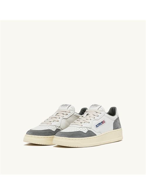 Sneakers Autry Medalist Low in pelle di capra e suede Bianco/Grigio AUTRY | AULM-GS37/WHITE-GREY