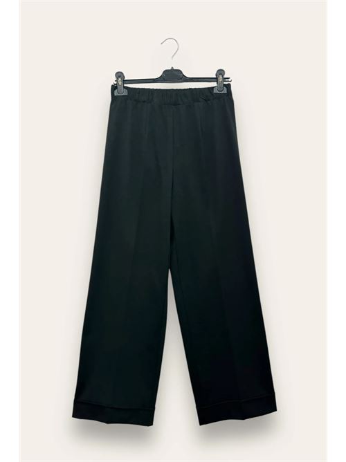 Pantalone punto milano a palazzo con orlo alto LOVEme | AM-10665-AM-8049/Nero