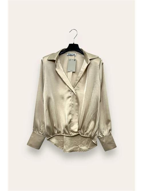 Camicia in raso a portafoglio con elastico al fondo LOVEme | CL-10676-CL-10277/Beige