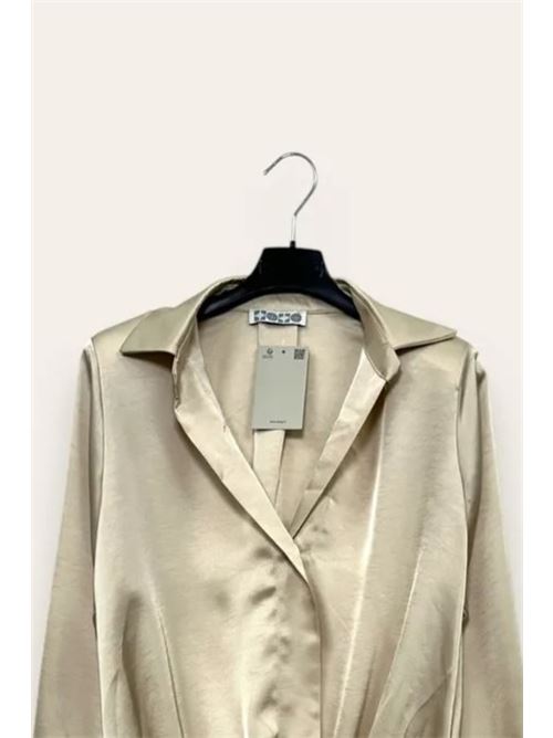 Camicia in raso a portafoglio con elastico al fondo LOVEme | CL-10676-CL-10277/Beige