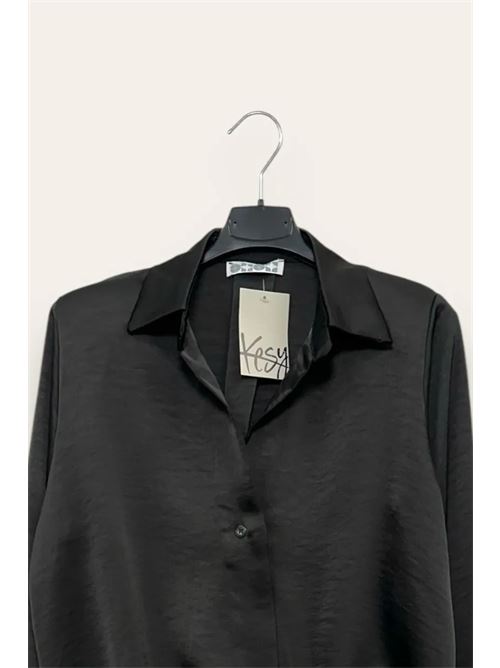 Camicia in raso a portafoglio con elastico al fondo LOVEme | CL-10676-CL-10277/Nero