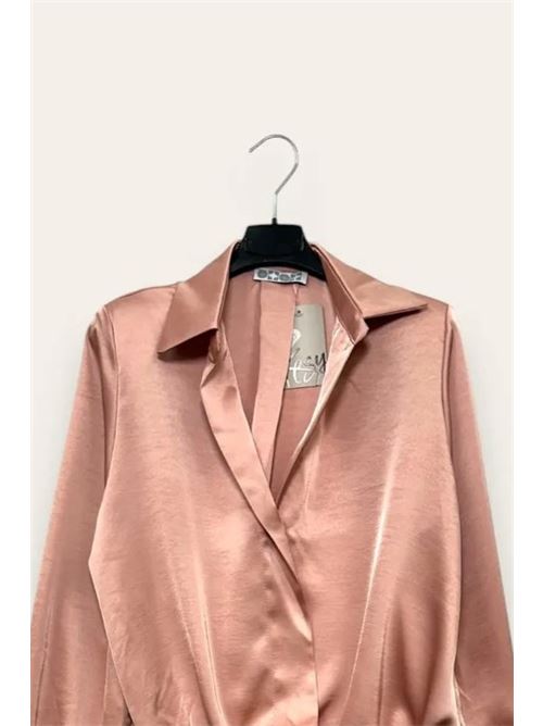 Camicia in raso a portafoglio con elastico al fondo LOVEme | CL-10676-CL-10277/Rosa