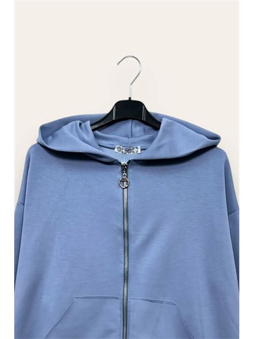 Felpa con zip e cappuccio LOVEme | CL-10678-CL-2119/Azzurro