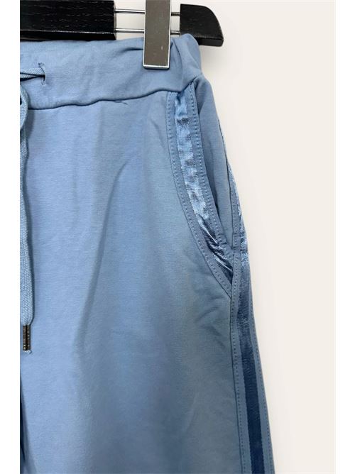 Pantalone in felpa con banda laterale in raso LOVEme | VA-10689-VA-818171/Azzurro