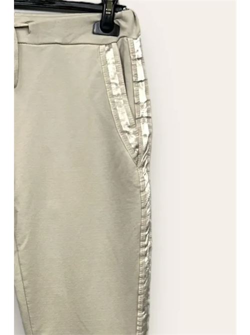 Pantalone in felpa con banda laterale in raso LOVEme | VA-10689-VA-818171/Beige