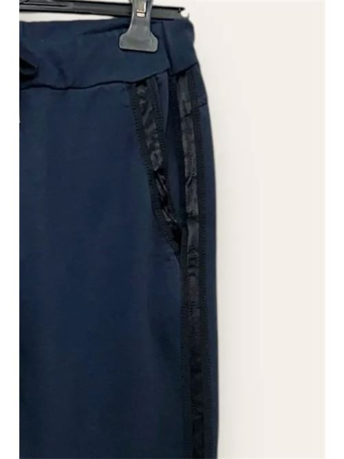 Pantalone in felpa con banda laterale in raso LOVEme | VA-10689-VA-818171/Blu